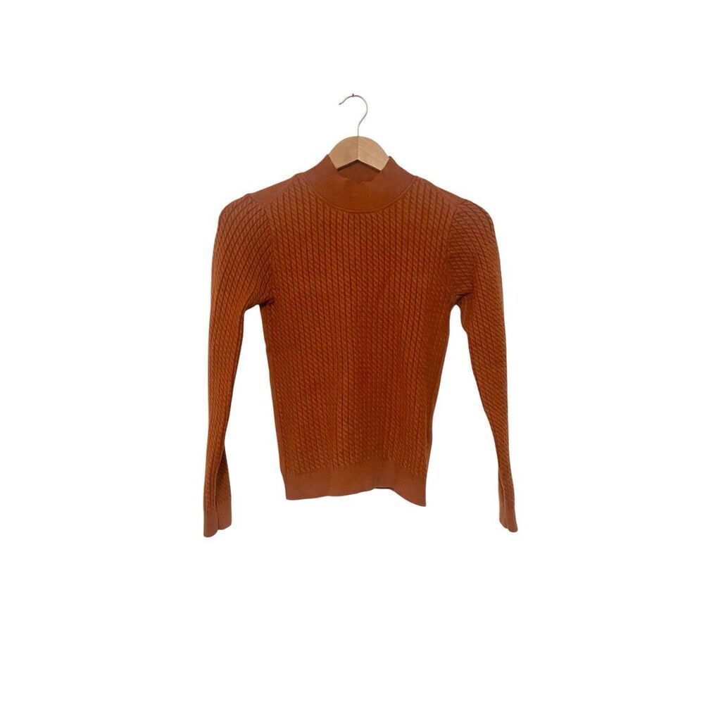 Elie‎ Elie Tahari Rust Orange Crewneck Fitted Pullover Sweater Size Small